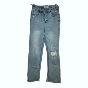 Judy Blue STRAIGHT Jeans Size 5/27  light Wash Stretch slits distressed JB88511